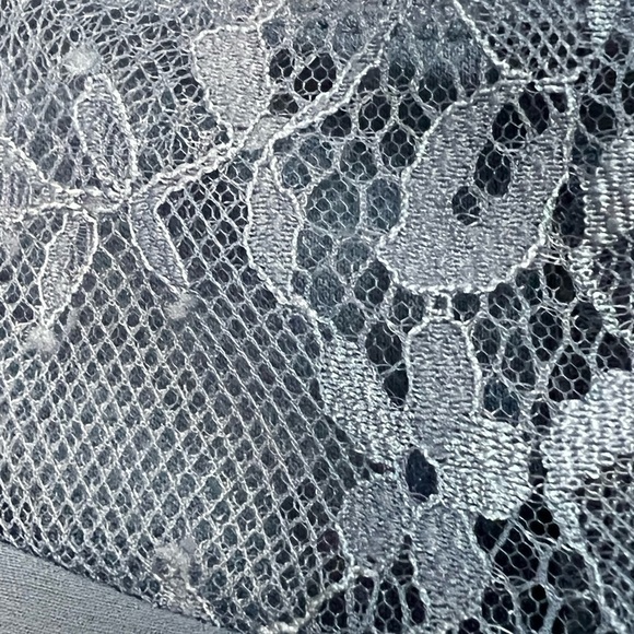 Ever Pretty Flirty Formal Steel Blue Bling Trimmed Waist Dress Lace Sz 12 - Picture 9 of 9